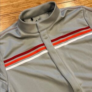 adidas Climalite Gray Golf Track Jacket w/Red, Orange & White Stripes NWOT